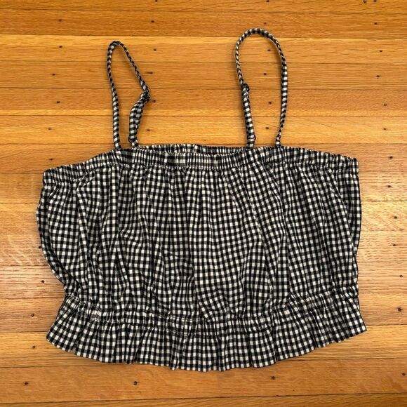 LA Hearts Pacsun black/white plaid/gingham crop tank top - Picture 1 of 3